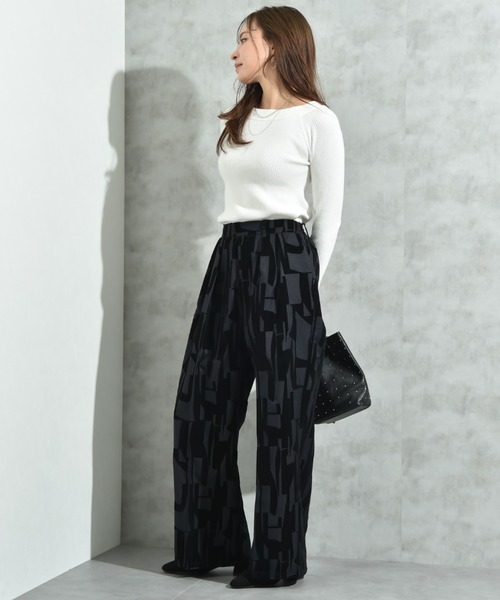 INTERPLANET（インタープラネット）の「ツイルクロスフロッキー幾何柄パンツ（その他パンツ・レディース・ブラック/ブラウン・FREE）」の17枚目の写真