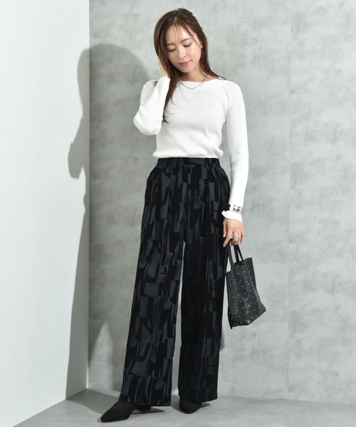 INTERPLANET（インタープラネット）の「ツイルクロスフロッキー幾何柄パンツ（その他パンツ・レディース・ブラック/ブラウン・FREE）」の18枚目の写真