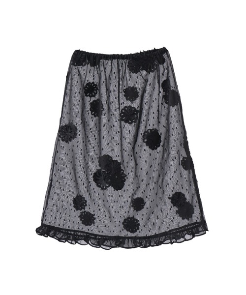 idem（イデム）の「flower dot sheer skirt / フラワーモチーフシアースカート（スカート・レディース・ブラック/ホワイト・FREE）」の6枚目の写真