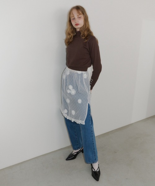 idem（イデム）の「flower dot sheer skirt / フラワーモチーフシアースカート（スカート・レディース・ブラック/ホワイト・FREE）」の14枚目の写真