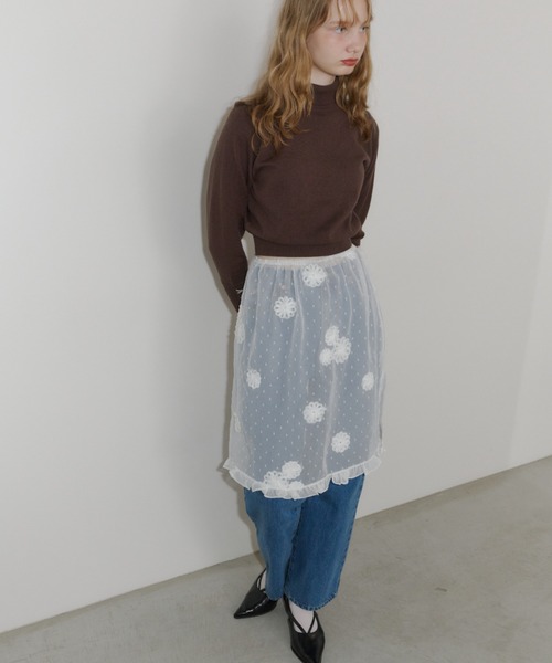 idem（イデム）の「flower dot sheer skirt / フラワーモチーフシアースカート（スカート・レディース・ブラック/ホワイト・FREE）」の15枚目の写真