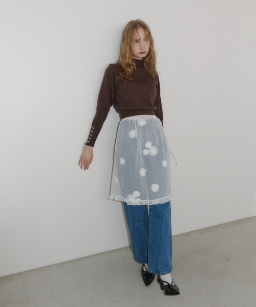 idem（イデム）の「flower dot sheer skirt / フラワーモチーフシアースカート（スカート・レディース・ブラック/ホワイト・FREE）」の18枚目の写真
