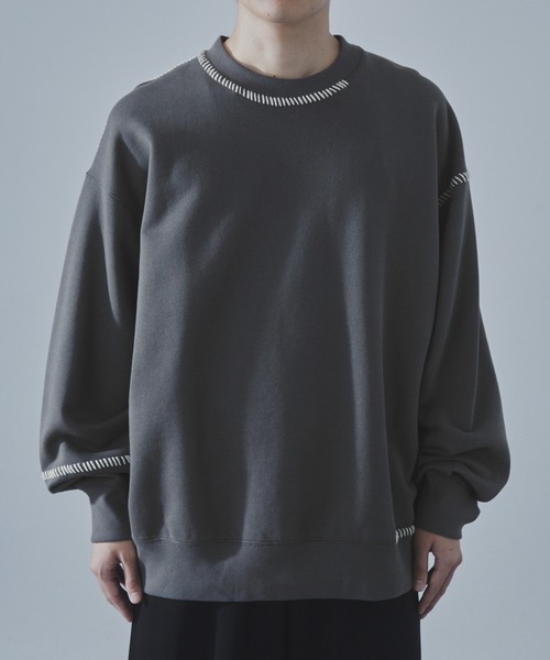 SLICK(スリック)の「【SLICK/スリック】Compact Fleece Embroidery Sweatshirt /コンパクトフリースエンブロイダリースウェット / ヘビィーウェイト(スウェット・メンズ・ブラック/ライトグレー/スミクロ・1/2/3)」の2枚目の写真