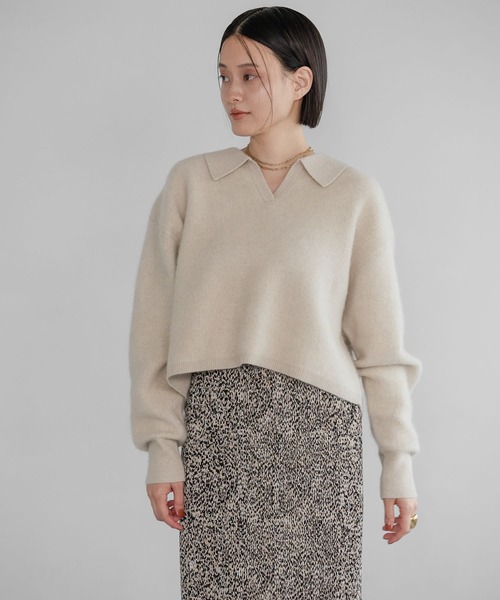 A part by（アパートバイ）の「CNラクーンコンエリツキニット（ニット/セーター・レディース・ホワイト系その他6/グレー/ネイビー・FREE）」の3枚目の写真