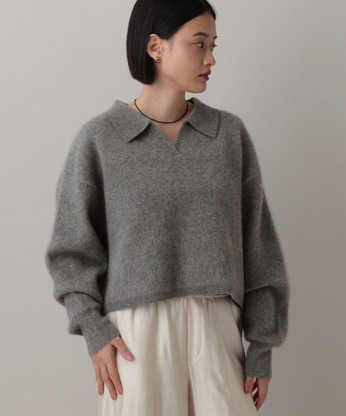 A part by（アパートバイ）の「CNラクーンコンエリツキニット（ニット/セーター・レディース・ホワイト系その他6/グレー/ネイビー・FREE）」の9枚目の写真