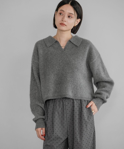 A part by（アパートバイ）の「CNラクーンコンエリツキニット（ニット/セーター・レディース・ホワイト系その他6/グレー/ネイビー・FREE）」の12枚目の写真