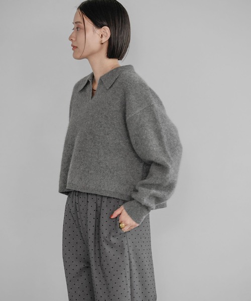 A part by（アパートバイ）の「CNラクーンコンエリツキニット（ニット/セーター・レディース・ホワイト系その他6/グレー/ネイビー・FREE）」の13枚目の写真