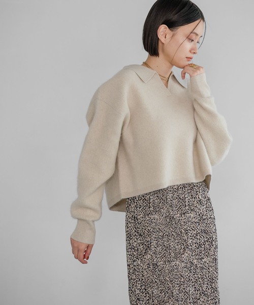 A part by（アパートバイ）の「CNラクーンコンエリツキニット（ニット/セーター・レディース・ホワイト系その他6/グレー/ネイビー・FREE）」の17枚目の写真