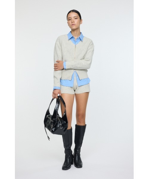 【週末限定セール⭐︎新品未使用】MDBネイビー ビッグカーディガン セール】【体型カバー/ロングセラー】ナイロンフェザーニット