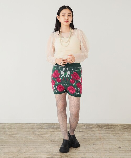BEAMS COUTURE(ビームスクチュール)の「シアー ボディスーツ レイヤード 重ね着 透け感 オケージョン パーティー ドレスアップ カジュアル(Tシャツ/カットソー・レディース・オフホワイト/ブラック・ONE SIZE)」の13枚目の写真