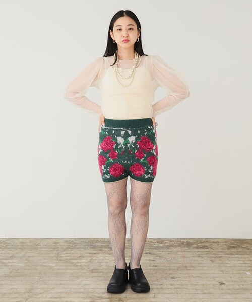 BEAMS COUTURE(ビームスクチュール)の「シアー ボディスーツ レイヤード 重ね着 透け感 オケージョン パーティー ドレスアップ カジュアル(Tシャツ/カットソー・レディース・オフホワイト/ブラック・ONE SIZE)」の14枚目の写真