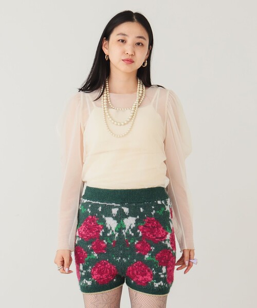 BEAMS COUTURE(ビームスクチュール)の「シアー ボディスーツ レイヤード 重ね着 透け感 オケージョン パーティー ドレスアップ カジュアル(Tシャツ/カットソー・レディース・オフホワイト/ブラック・ONE SIZE)」の15枚目の写真