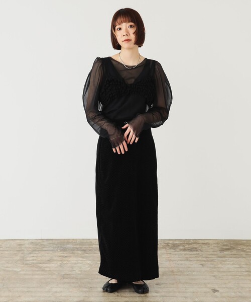 BEAMS COUTURE(ビームスクチュール)の「シアーボディスーツ(Tシャツ/カットソー・レディース・オフホワイト/ブラック・ONE SIZE)」の3枚目の写真