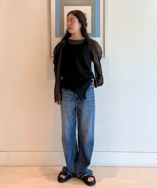 BEAMS COUTURE(ビームスクチュール)の「シアーボディスーツ(Tシャツ/カットソー・レディース・オフホワイト/ブラック・ONE SIZE)」の4枚目の写真