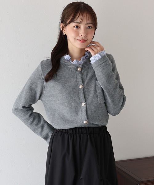 BLUEEAST（ブルーイースト）の「《新色追加／6色展開》フリルシャツドッキングカーディガン（ニット/セーター・レディース・グレー/ネイビー/ブラウン/チャコールグレー/ベージュ/ピンク・MEDIUM）」の21枚目の写真