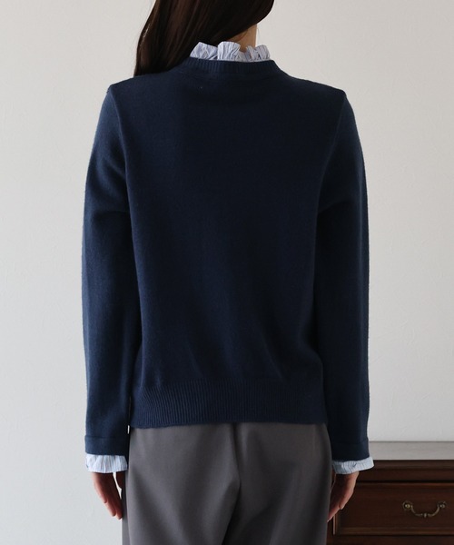 BLUEEAST（ブルーイースト）の「《新色追加／6色展開》フリルシャツドッキングカーディガン（ニット/セーター・レディース・グレー/ネイビー/ブラウン/チャコールグレー/ベージュ/ピンク・MEDIUM）」の10枚目の写真