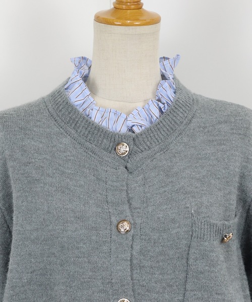 BLUEEAST（ブルーイースト）の「《新色追加／6色展開》フリルシャツドッキングカーディガン（ニット/セーター・レディース・グレー/ネイビー/ブラウン/チャコールグレー/ベージュ/ピンク・MEDIUM）」の13枚目の写真