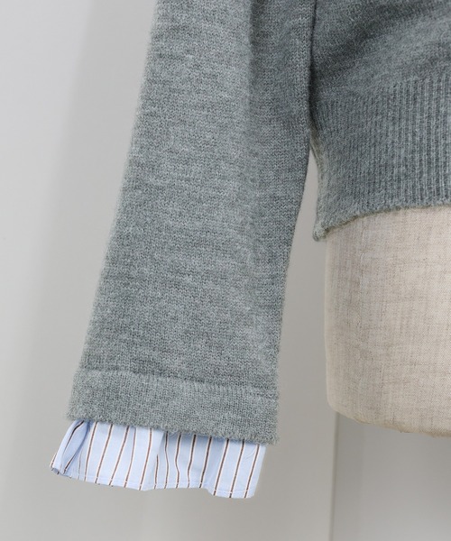 BLUEEAST（ブルーイースト）の「《新色追加／6色展開》フリルシャツドッキングカーディガン（ニット/セーター・レディース・グレー/ネイビー/ブラウン/チャコールグレー/ベージュ/ピンク・MEDIUM）」の16枚目の写真