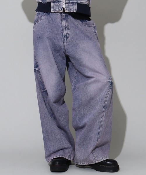 セール】【SEQUENZ/シークエンズ】OVERDYED PINCH CARVE DENIM PANTS