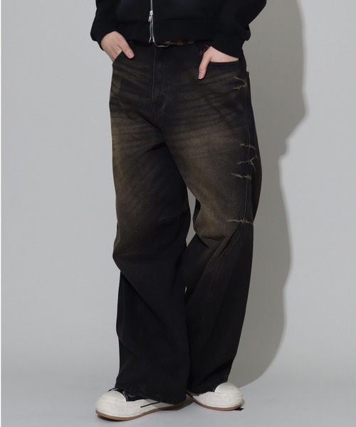 SEQUENZ（シークエンズ）の「【SEQUENZ/シークエンズ】OVERDYED PINCH CARVE DENIM PANTS（デニムパンツ・メンズ・ブラック/ネイビー/ブラウン/パープル系その他・M/L）」の20枚目の写真