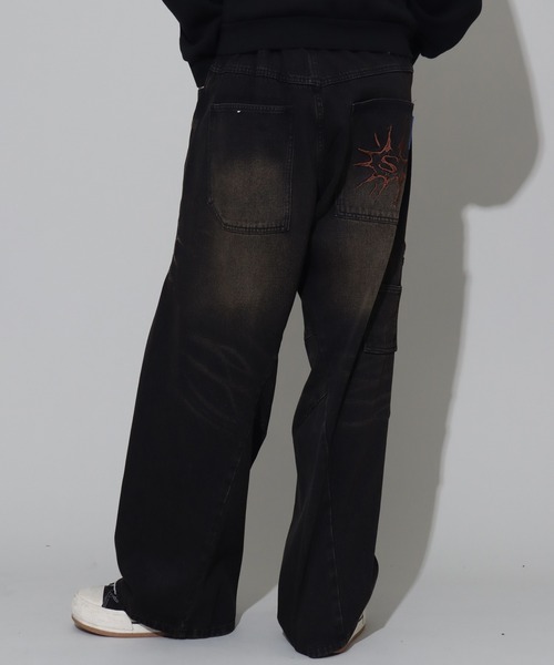 シークエンス8点 セール】【SEQUENZ/シークエンズ】OVERDYED PINCH CARVE DENIM PANTS