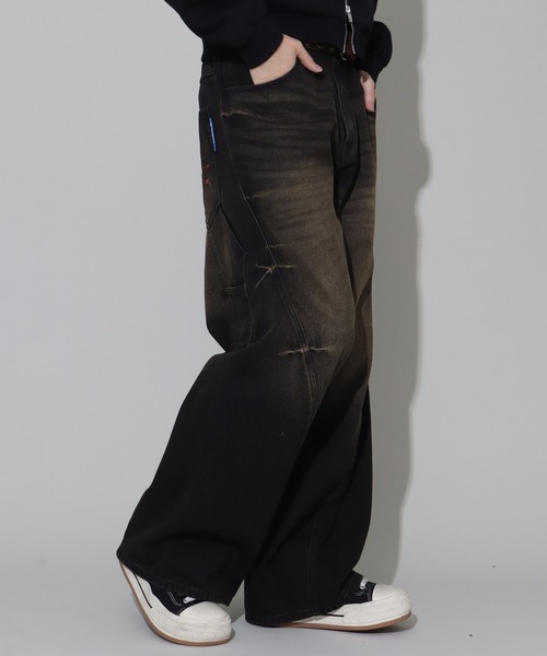 SEQUENZ（シークエンズ）の「【SEQUENZ/シークエンズ】OVERDYED PINCH CARVE DENIM PANTS（デニムパンツ・メンズ・ブラック/ネイビー/ブラウン/パープル系その他・M/L）」の22枚目の写真