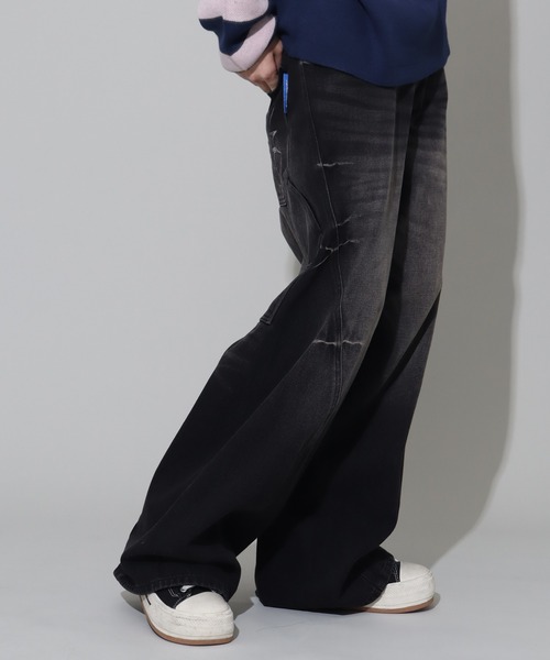 SEQUENZ（シークエンズ）の「【SEQUENZ/シークエンズ】OVERDYED PINCH CARVE DENIM PANTS（デニムパンツ・メンズ・ブラック/ネイビー/ブラウン/パープル系その他・M/L）」の9枚目の写真