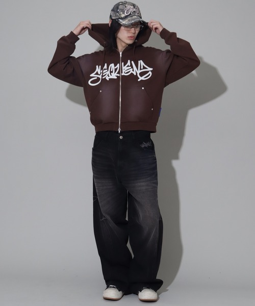 SEQUENZ（シークエンズ）の「【SEQUENZ/シークエンズ】OVERDYED PINCH CARVE DENIM PANTS（デニムパンツ・メンズ・ブラック/ネイビー/ブラウン/パープル系その他・M/L）」の16枚目の写真