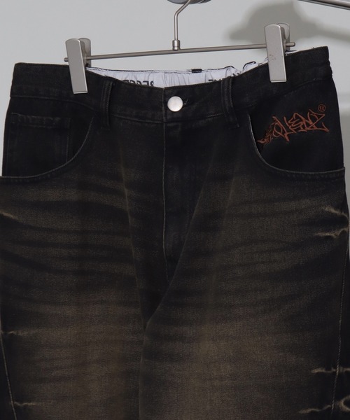 セール】【SEQUENZ/シークエンズ】OVERDYED PINCH CARVE DENIM PANTS