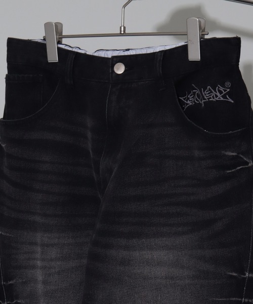 SEQUENZ（シークエンズ）の「【SEQUENZ/シークエンズ】OVERDYED PINCH CARVE DENIM PANTS（デニムパンツ・メンズ・ブラック/ネイビー/ブラウン/パープル系その他・M/L）」の6枚目の写真