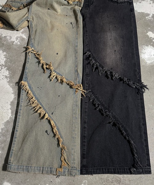 A‘gem 9（エージェムナイン）の「A'GEM/9 × .kom 『A'GEM/9/エージェムナイン』 Wウエストデニムパンツ（デニムパンツ・メンズ・ライトブルー/ブラック・M/L）」の4枚目の写真