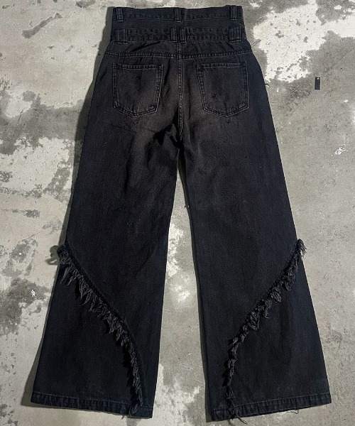 A‘gem 9（エージェムナイン）の「A'GEM/9 × .kom 『A'GEM/9/エージェムナイン』 Wウエストデニムパンツ（デニムパンツ・メンズ・ライトブルー/ブラック・M/L）」の6枚目の写真