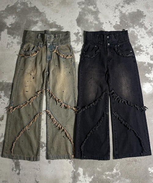 A‘gem 9（エージェムナイン）の「A'GEM/9 × .kom 『A'GEM/9/エージェムナイン』 Wウエストデニムパンツ（デニムパンツ・メンズ・ライトブルー/ブラック・M/L）」の10枚目の写真