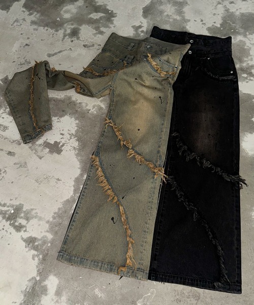 A‘gem 9（エージェムナイン）の「A'GEM/9 × .kom 『A'GEM/9/エージェムナイン』 Wウエストデニムパンツ（デニムパンツ・メンズ・ライトブルー/ブラック・M/L）」の11枚目の写真