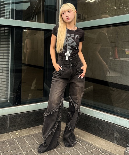 A‘gem 9（エージェムナイン）の「A'GEM/9 × .kom 『A'GEM/9/エージェムナイン』 Wウエストデニムパンツ（デニムパンツ・メンズ・ライトブルー/ブラック・M/L）」の21枚目の写真