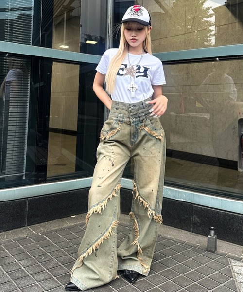 A‘gem 9（エージェムナイン）の「A'GEM/9 × .kom 『A'GEM/9/エージェムナイン』 Wウエストデニムパンツ（デニムパンツ・メンズ・ライトブルー/ブラック・M/L）」の16枚目の写真