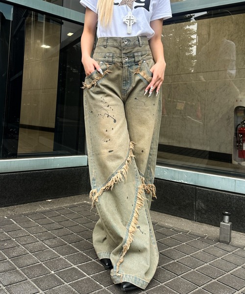 A‘gem 9（エージェムナイン）の「A'GEM/9 × .kom 『A'GEM/9/エージェムナイン』 Wウエストデニムパンツ（デニムパンツ・メンズ・ライトブルー/ブラック・M/L）」の18枚目の写真