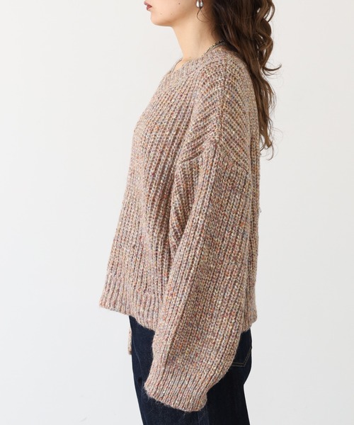 hunch(ハンチ)の「hunch ワイドショートラメ混ニット(ニット/セーター・レディース・カーキ系/ベージュ系/ネイビー系・FREE)」の14枚目の写真