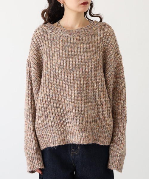 hunch(ハンチ)の「hunch ワイドショートラメ混ニット(ニット/セーター・レディース・カーキ系/ベージュ系/ネイビー系・FREE)」の19枚目の写真