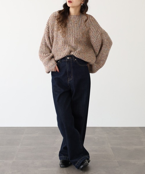 hunch(ハンチ)の「hunch ワイドショートラメ混ニット(ニット/セーター・レディース・カーキ系/ベージュ系/ネイビー系・FREE)」の12枚目の写真