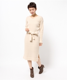 Chico | 【who's who Chico】Vネック紐付ニットワンピース(ワンピース)