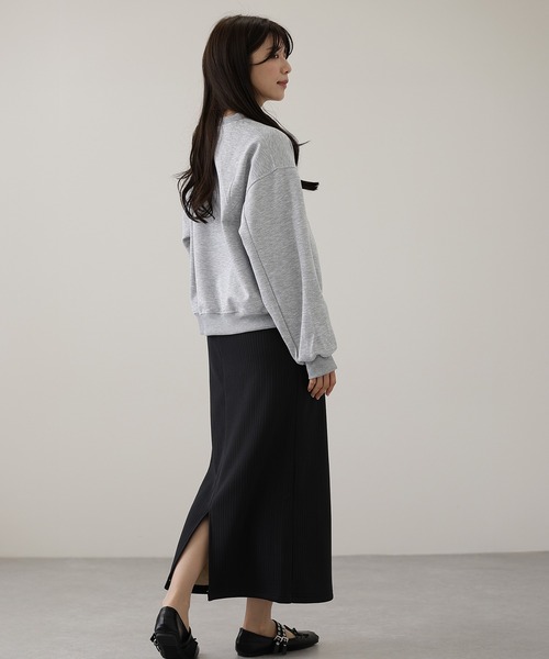 Lace Ladies(レースレディース)の「裏起毛あり/なし ランダム リブ バックスリット ロング スカート(スカート・レディース・チャコールグレー/グレー系その他2・FREE/S)」の6枚目の写真