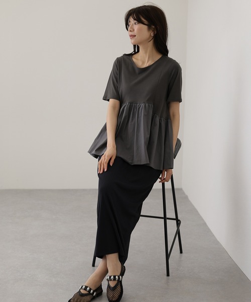 Lace Ladies(レースレディース)の「裏起毛あり/なし ランダム リブ バックスリット ロング スカート(スカート・レディース・チャコールグレー/グレー系その他2・FREE/S)」の20枚目の写真