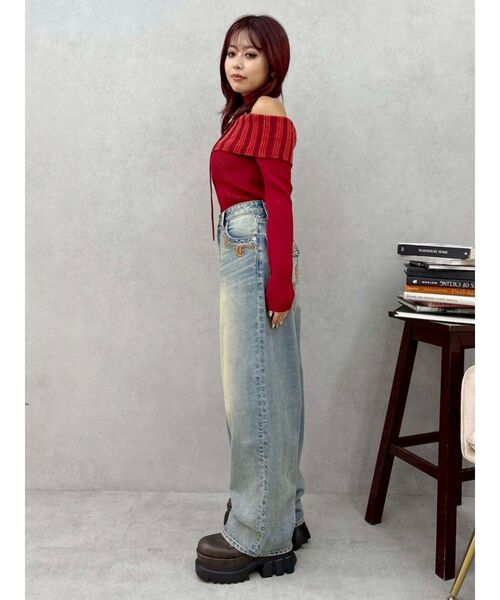 EVRIS（エヴリス）の「チョーカーSETオフショルニットトップス（ニット/セーター・レディース・グレー/レッド/ブラウン・FREE）」の21枚目の写真