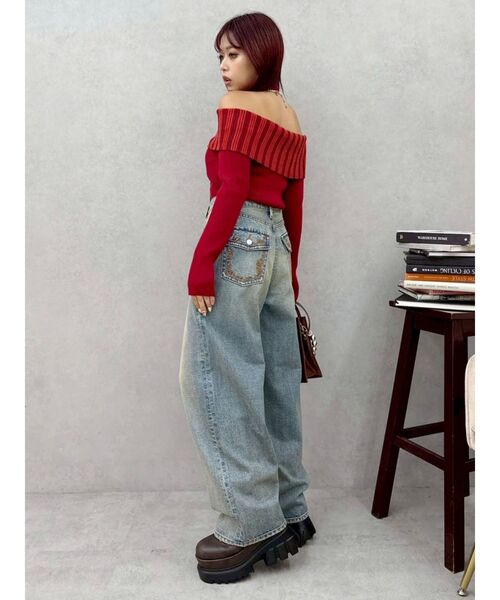 EVRIS（エヴリス）の「チョーカーSETオフショルニットトップス（ニット/セーター・レディース・グレー/レッド/ブラウン・FREE）」の22枚目の写真