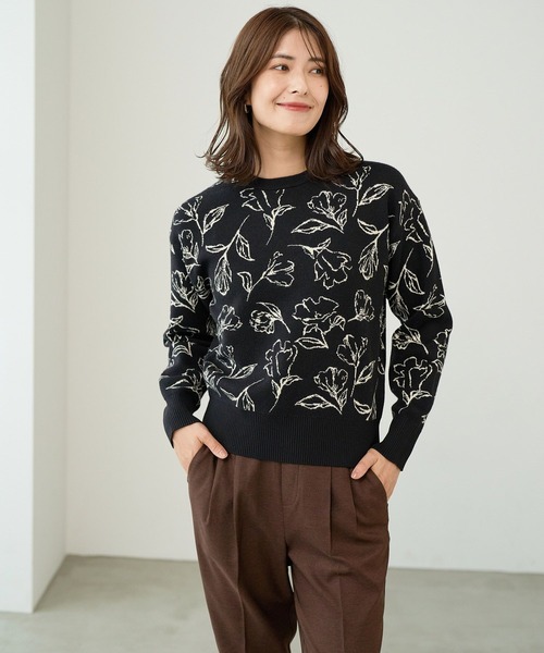 FOUND GOOD（ファウンドグッド）の「センバナジャガードニット（ニット/セーター・レディース・ベージュ/ブラック/ブルー系2・L/M/S）」の6枚目の写真