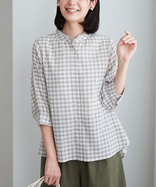 BELLUNA PLUS(ベルーナ)の「ぽこぽこ素材衿&袖フリルデザインブラウス(シャツ/ブラウス・レディース・アイボリー系/グリーン系その他/ブルー系その他・LARGE/X-LARGE/MEDIUM)」の22枚目の写真