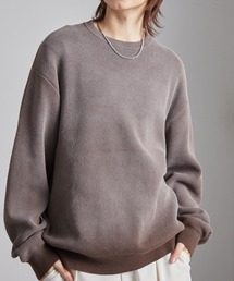 ヴィンテージスプレー加工 グラデーションオーバーサイズクルーネックニットブラウン