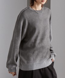 MONO-MART | ヴィンテージスプレー加工 グラデーションオーバーサイズクルーネックニット(ニット/セーター)