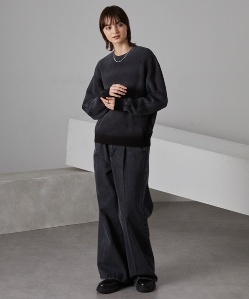 ヴィンテージスプレー加工 グラデーションオーバーサイズクルーネック